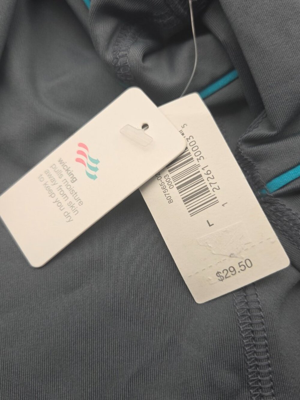 NWT GapBodyFit Gray & Teal Keyhole Long Sleeve Crewneck Top Size L - Picture 4 of 8